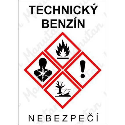 Technický benzín, samolepka 52 x 74 x 0,1 mm