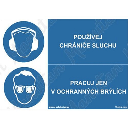 Používej chrániče sluchu, plast 210 x 148 x 2 mm A5