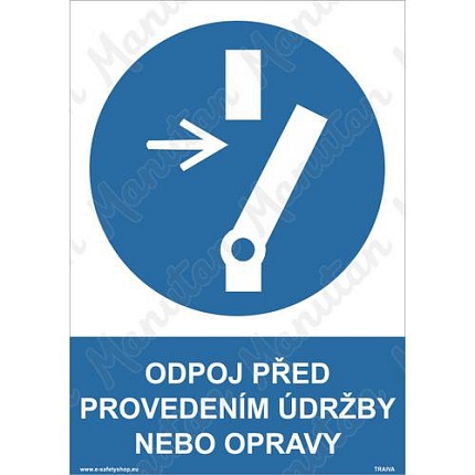 Odpoj před provedením údržby nebo opravy, samolepka 148 x 210 x 0,1 mm A5
