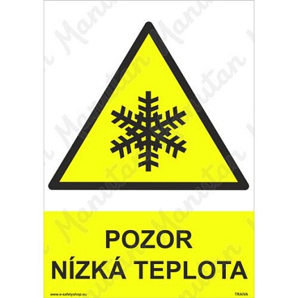 Pozor nízká teplota, samolepka 210 x 297 x 0,1 mm A4