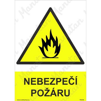 Nebezpečí požáru, samolepka 210 x 297 x 0,1 mm A4