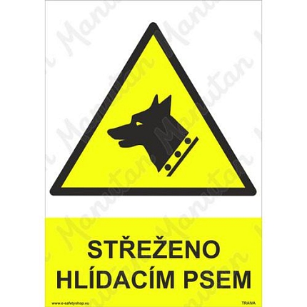 Střeženo hlídacím psem, plast 148 x 210 x 0,5 mm A5