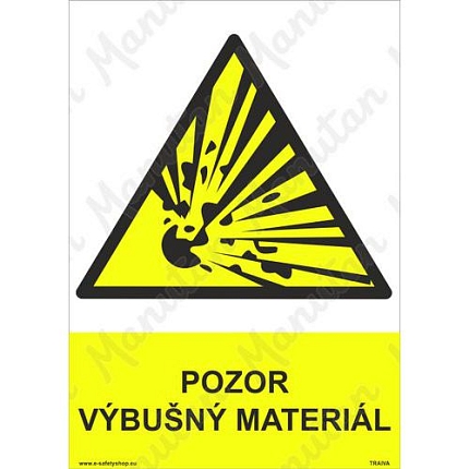 Pozor výbušný materiál, samolepka 148 x 210 x 0,1 mm A5