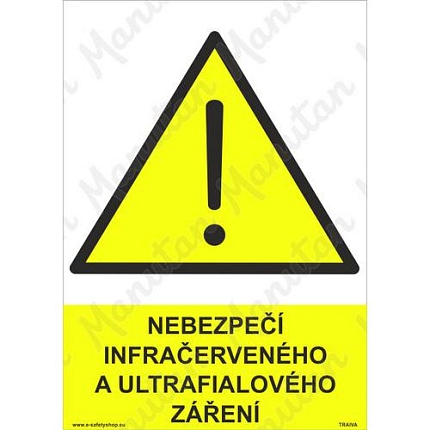 Nebezpečí infračerveného a ultrafialového zaření, samolepka 148 x 210 x 0,1 mm A5