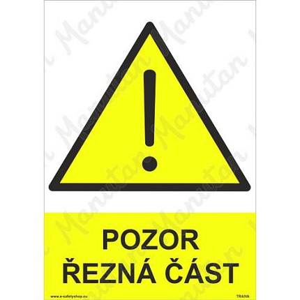 Pozor řezná část, samolepka 148 x 210 x 0,1 mm A5