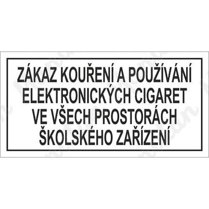 Zákaz kouření a používání elektronických cigaret, samolepka 210 x 105 x 0,1 mm