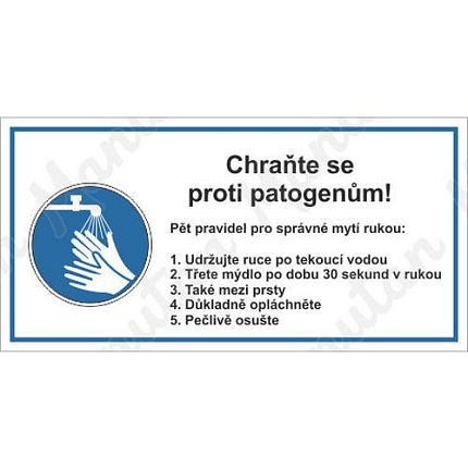 Pravidla pro mytí rukou, samolepka 200 x 100 x 0,1 mm