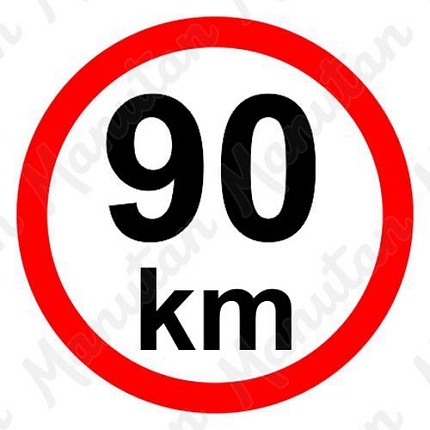 Omezení rychlosti 90 km/h, samolepka D 200 mm