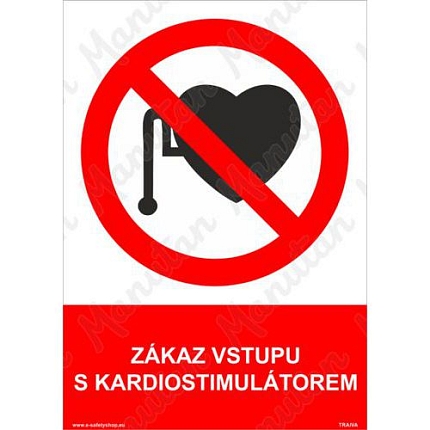 Zákaz vstupu s kardiostimulátorem, plast 210 x 297 x 2 mm A4