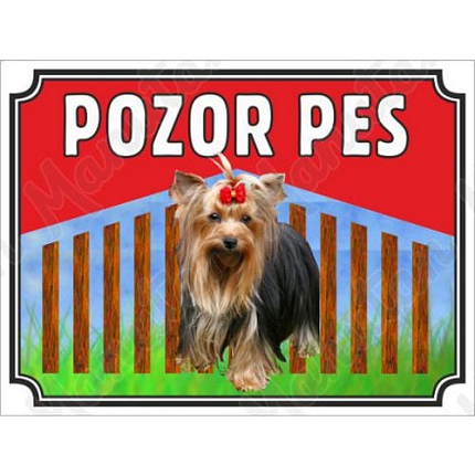 Pozor pes - Yorkširský teriér, plast 210 x 148 x 2 mm A5