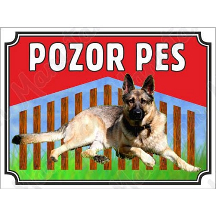 Pozor pes - Německý ovčák, plast 210 x 148 x 0,5 mm A5