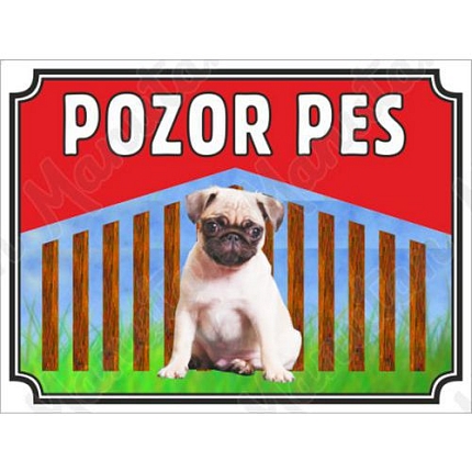 Pozor pes - Mops, plast 210 x 148 x 0,5 mm A5