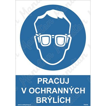 Pracuj v ochranných brýlích, plast 210 x 297 x 0,5 mm A4