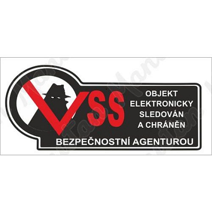 Objekt elektronicky sledován a chráněn, samolepka 200 x 90 x 0,1 mm, inverzní