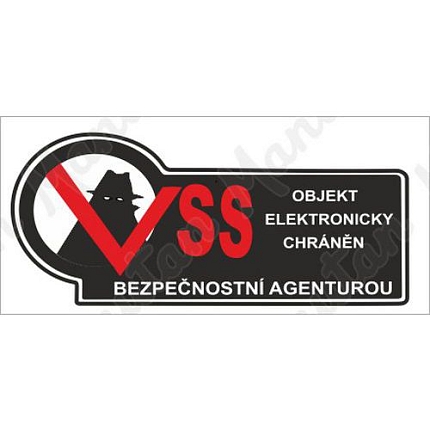 Objekt elektronicky chráněn, samolepka 200 x 90 x 0,1 mm, inverzní