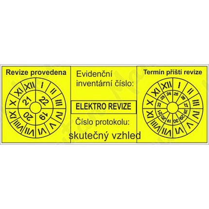 Označení revize spotřebičů, samolepka 105 x 40 x 0,1 mm, arch 30 ks