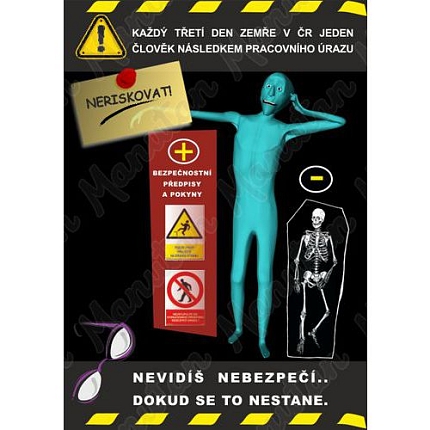 Plakát BOZP smrt následkem pracovního úrazu, plast 594 x 841 x 0,5 mm