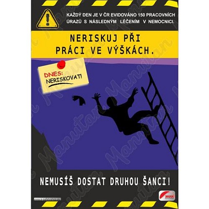 Plakát BOZP práce ve výškách, plast 594 x 841 x 0,5 mm