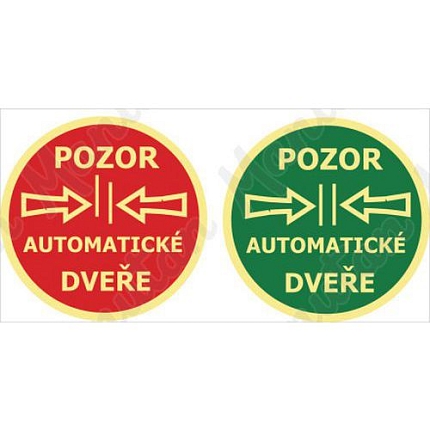 Šipky pro automaticky otevírající se dveře oboustranné, samolepka D 92 mm, fotoluminiscenční