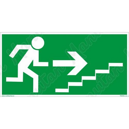 Únikové schodiště vpravo nahoru, plast 300 x 150 x 0,5 mm