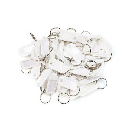 Jmenovka na klíče s kroužkem, bílá