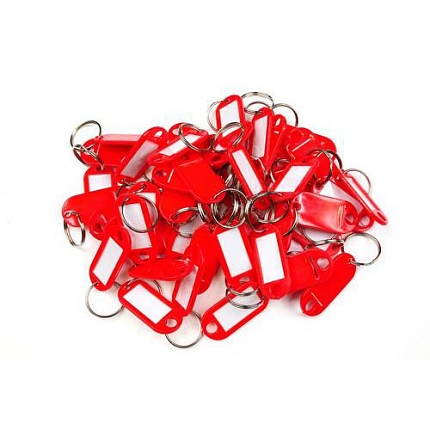 Jmenovka na klíče s kroužkem, červená