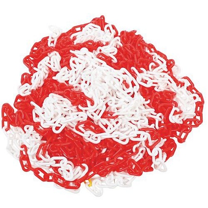 Plastový řetěz k zahrazovacím sloupkům Manutan Expert, 25 m, červený/bílý