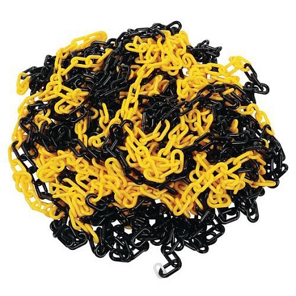 Plastový řetěz k zahrazovacím sloupkům Manutan Expert, 25 m, černý/žlutý