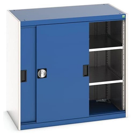 Dílenská skříň s posuvnými dveřmi, 100 x 105 x 65 cm, 2 police, šedá-modrá