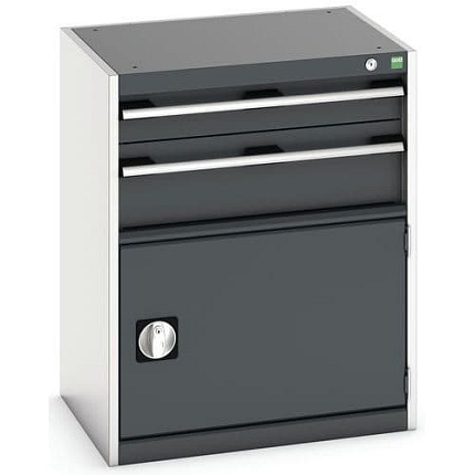 Dílenská zásuvková skříň Bott Cubio, 80 x 65 x 52,5 cm, 2 zásuvky, 1 skříňka, šedá-antracit