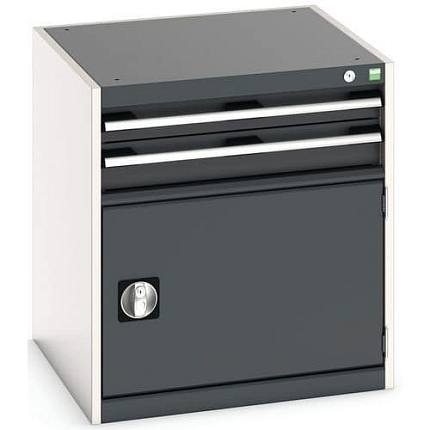 Dílenská zásuvková skříň Bott Cubio, 70 x 65 x 65 cm, 2 zásuvky, 1 skříňka, šedá-antracit