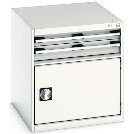 Dílenská zásuvková skříň Bott Cubio, 70 x 65 x 75 cm, 2 zásuvky, 1 skříňka, šedá-šedá