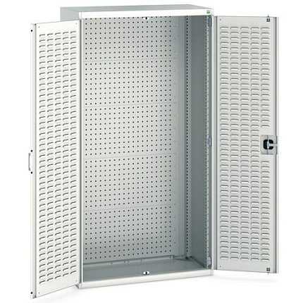 Dílenské skříně s perfo panely pro držáky na nářadí/boxy, 200 x 105 x 52,5 cm, šedá-šedá