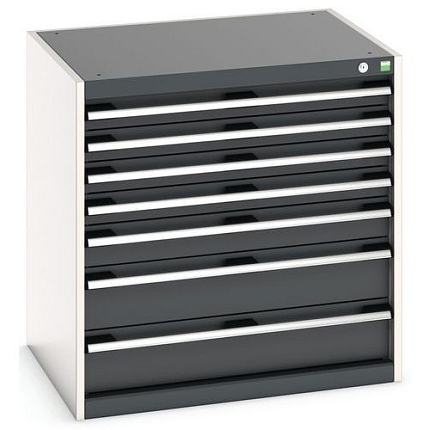 Dílenská zásuvková skříň Bott Cubio, 80 x 80 x 65 cm, 7 zásuvek, šedá-antracit