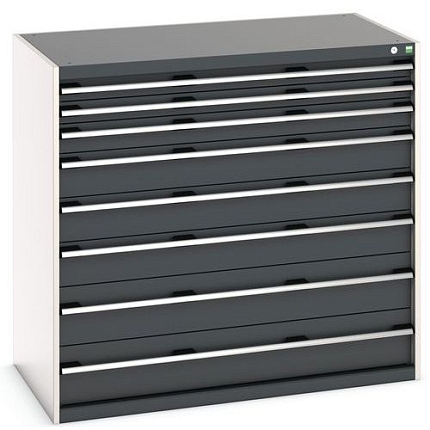 Dílenská zásuvková skříň Bott Cubio, 120 x 130 x 75 cm, 8 zásuvek, šedá-antracit