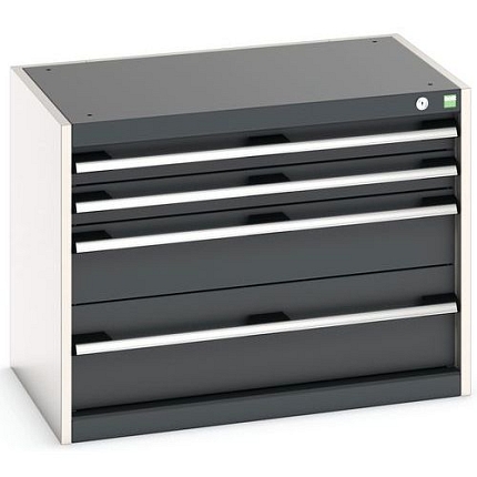 Dílenská zásuvková skříň Bott Cubio, 60 x 80 x 52,5 cm, 4 zásuvky, šedá-antracit