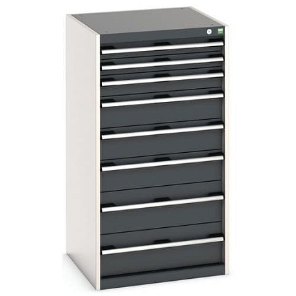 Dílenská zásuvková skříň Bott Cubio, 120 x 65 x 65 cm, 8 zásuvek, šedá-antracit