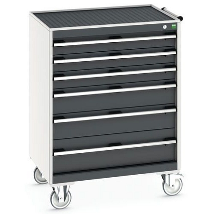 Mobilní zásuvková skříň Bott Cubio, 108,5 x 80 x 65 cm, 6 zásuvek, rohož, šedá-antracit