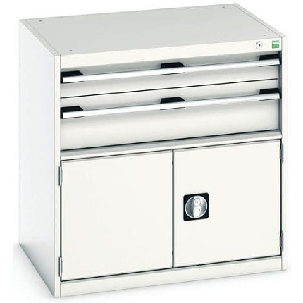 Dílenská zásuvková skříň Bott Cubio, 80 x 80 x 65 cm, 2 zásuvky, 1 skříňka, šedá-šedá