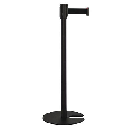 Zahrazovací sloupek s pásem Manutan Expert Black One, stohovatelná základna, 2 m, červený/bílý