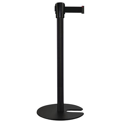Zahrazovací sloupek s pásem, stohovatelná základna, 5 m, černý - Manutan Expert Black One