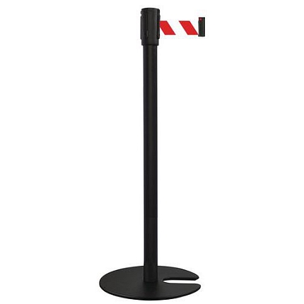 Zahrazovací sloupek s pásem Manutan Expert Black One, stohovatelná základna, 2 m, červený