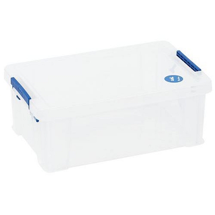 Plastové úložné boxy s víkem na klip, 10 l - Manutan Expert
