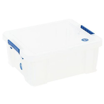 Plastové úložné boxy s víkem na klip, 24 l - Manutan Expert