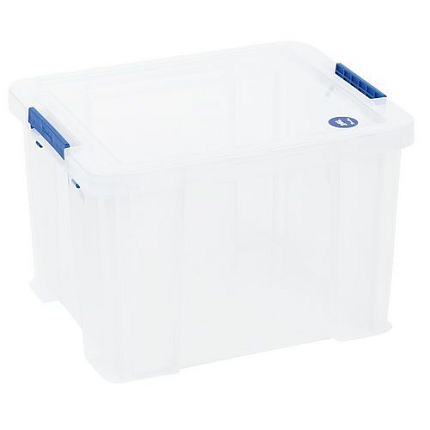 Plastové úložné boxy s víkem na klip, 36 l - Manutan Expert