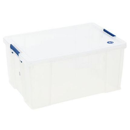 Plastové úložné boxy s víkem na klip, 70 l - Manutan Expert