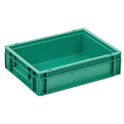 Plastová Euro přepravka Manutan Expert, zelená, 114 x 300 x 400 mm, 10 l