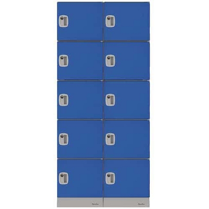 Montovaná plastová šatní skříň - Manutan Expert, 10 boxů, modrá