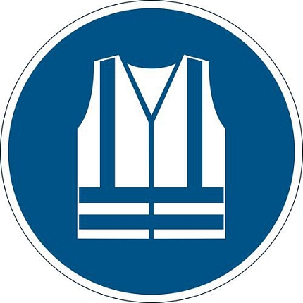 Samolepicí piktogram na podlahu se symbolem, povinné nošení bezpečnostní vesty