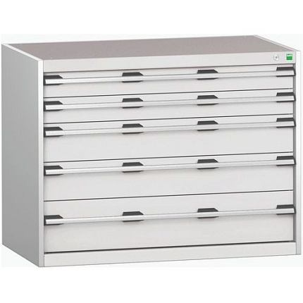 Dílenská zásuvková skříň Bott Cubio 200, 80 x 105 x 65 cm, 5 zásuvek, šedá-šedá